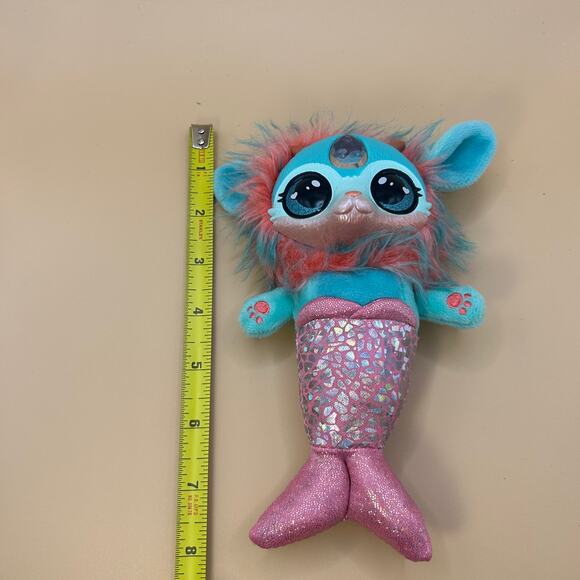 Magic Mixies Water Mixie V1 Figure Plush Cat Mermaid 7" Pink Blue w Jewel - Picture 2 of 6